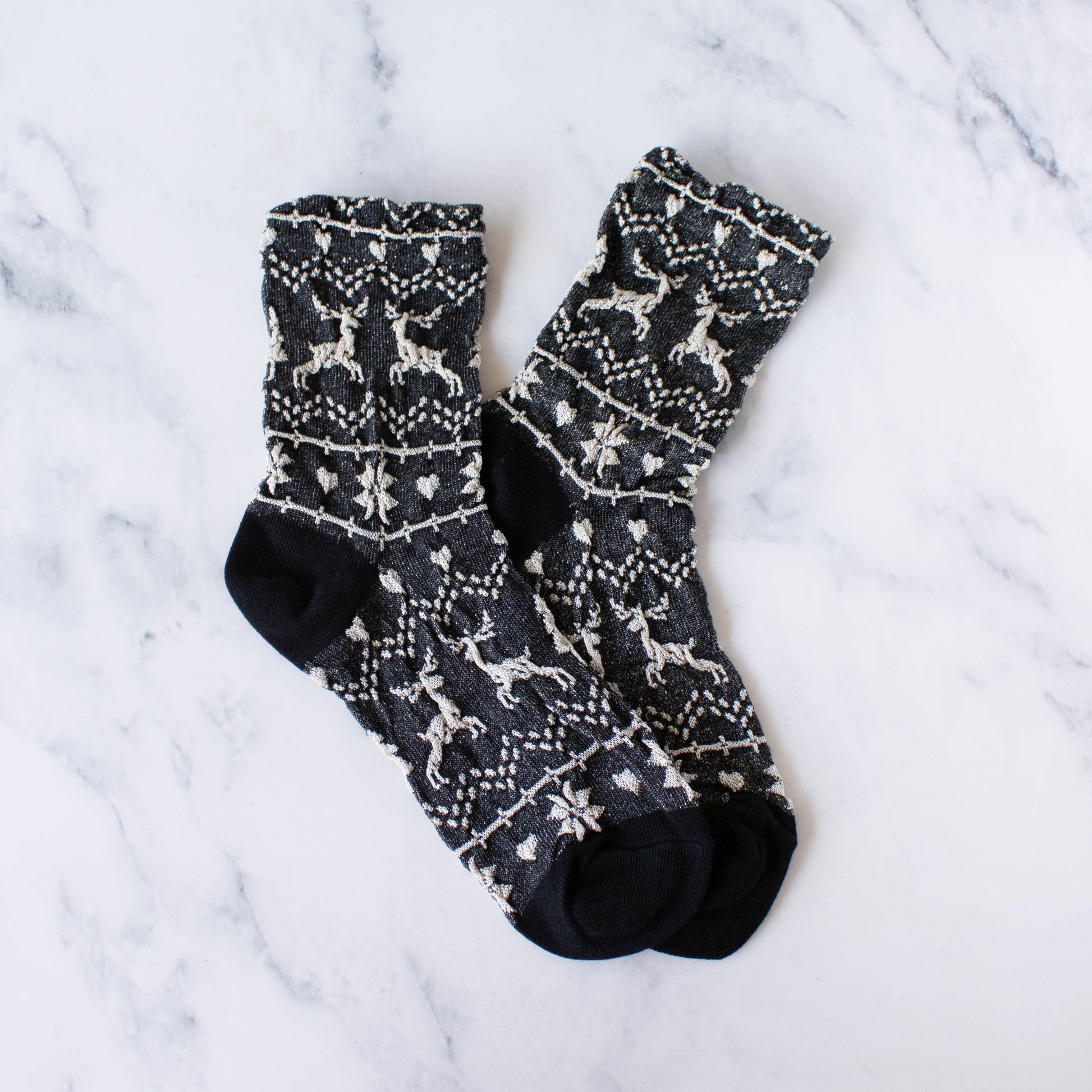 Christmas Glitter Casual Crew Socks, Feathered Farmhouse