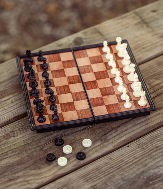 Magnetic Travel Chess And Checker, Feathered Farmhouse