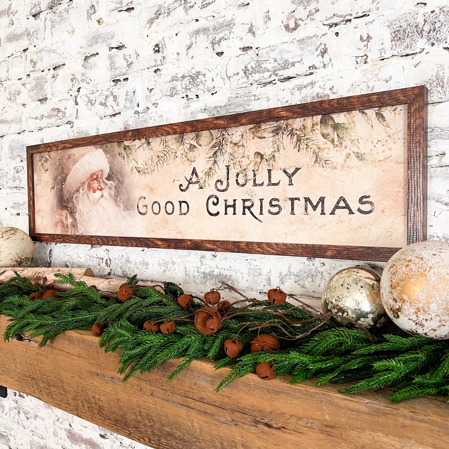 A Jolly Good Christmas Wood Sign, Feathered Farmhouse