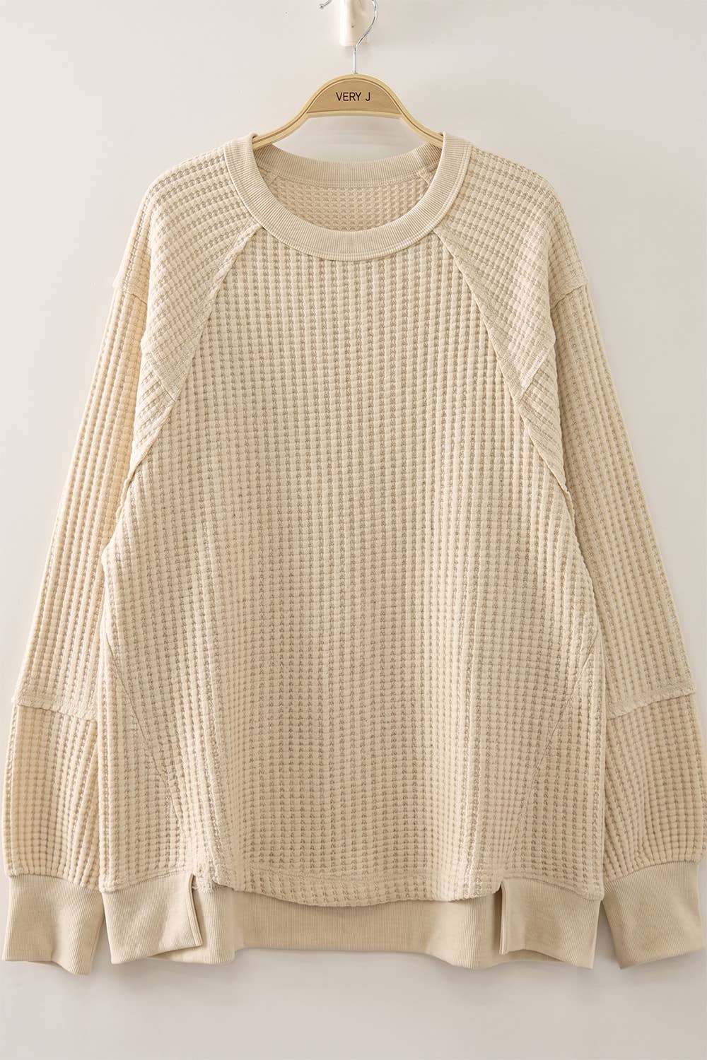 Cream Hannah Waffle Knit Pullover, Feathered Farmhouse