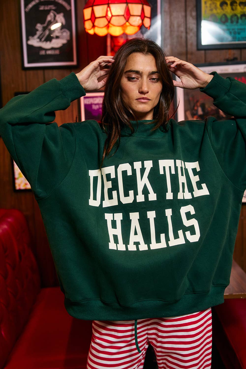 Deck the Halls Reversible Mock Neck Sweatshirt, Feathered Farmhouse