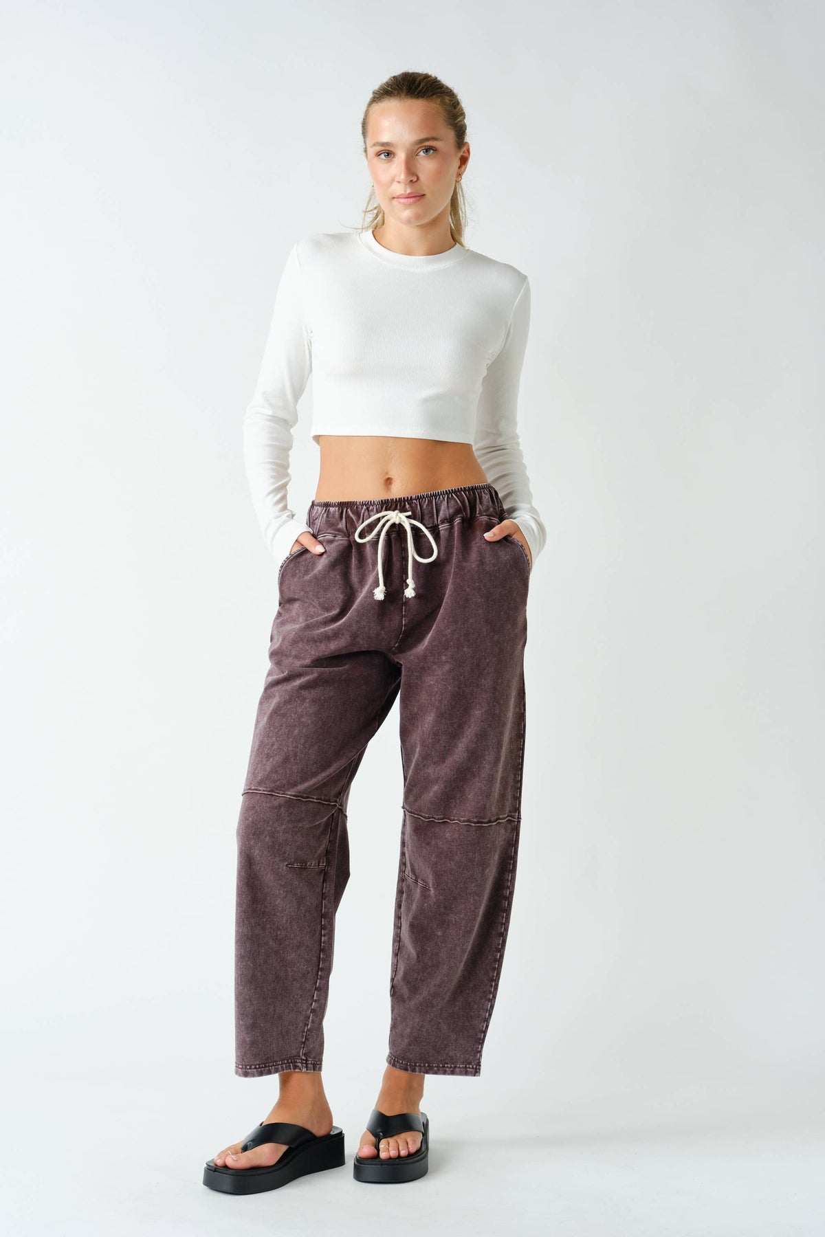 Tori Mineral Wash Cropped Straight Leg Pants, Feathered Farmhouse