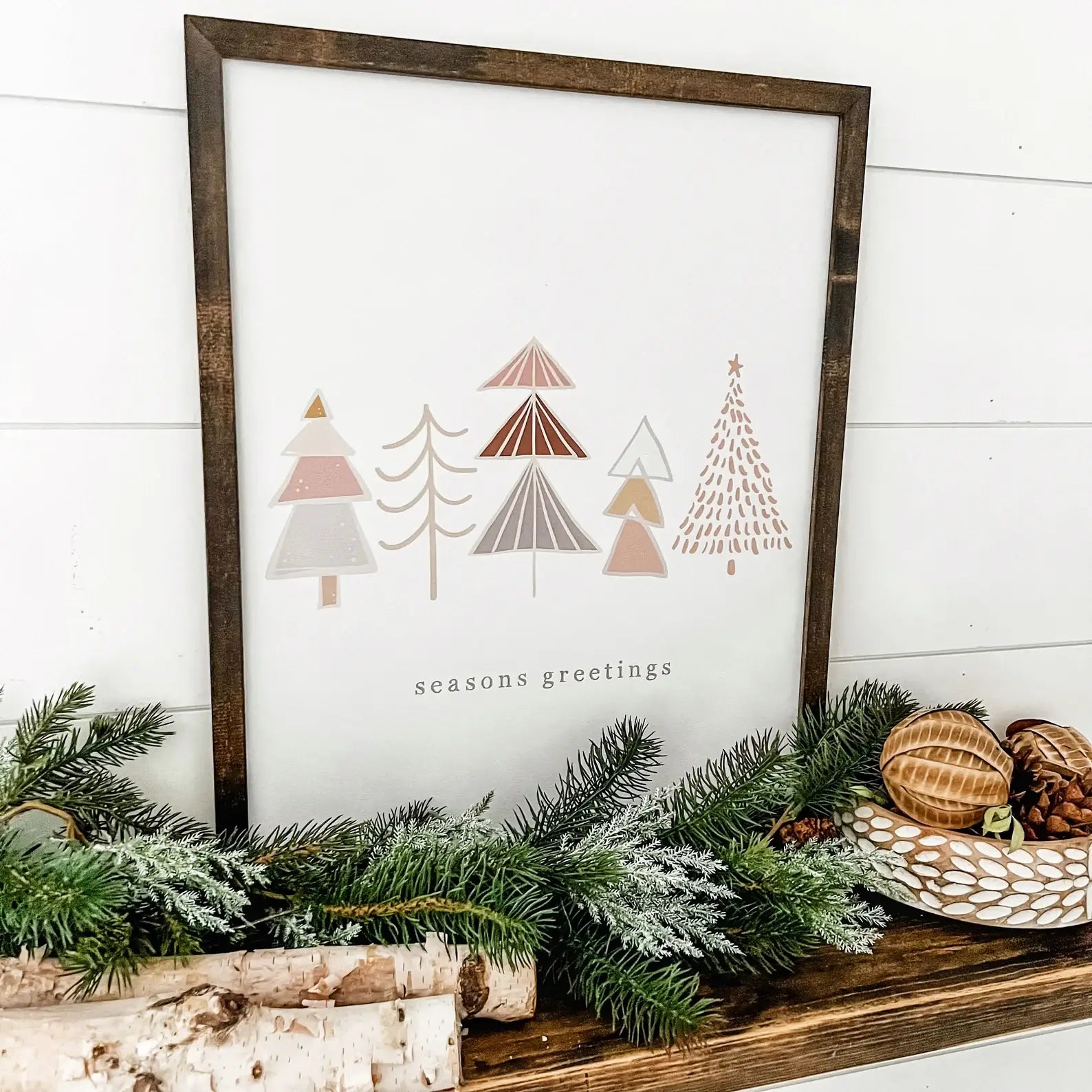 Seasons Greetings Sign, Feathered Farmhouse