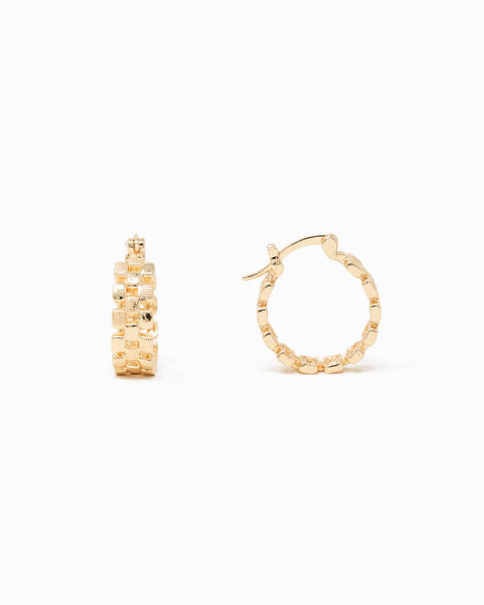 Checkered Pattern Cutout Hoop Earrings, The Feathered Farmhouse