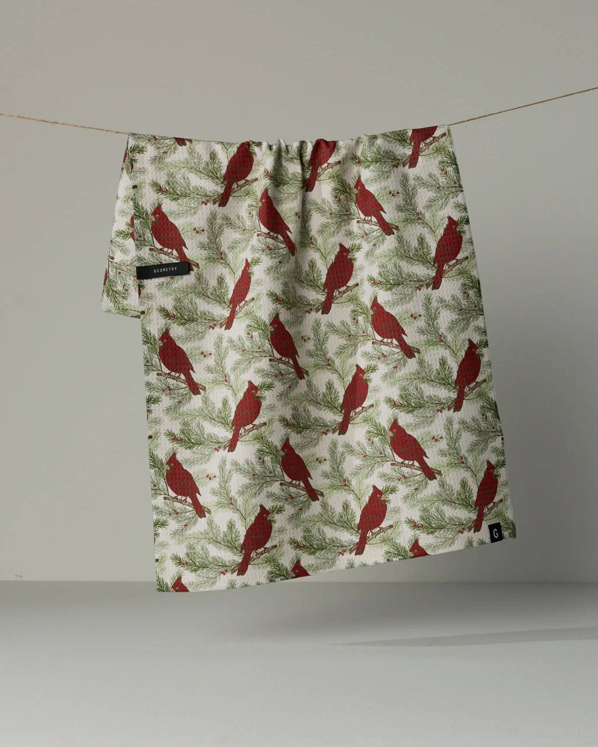 Winter Crimson Luxe Kitchen Towel, Feathered Farmhouse