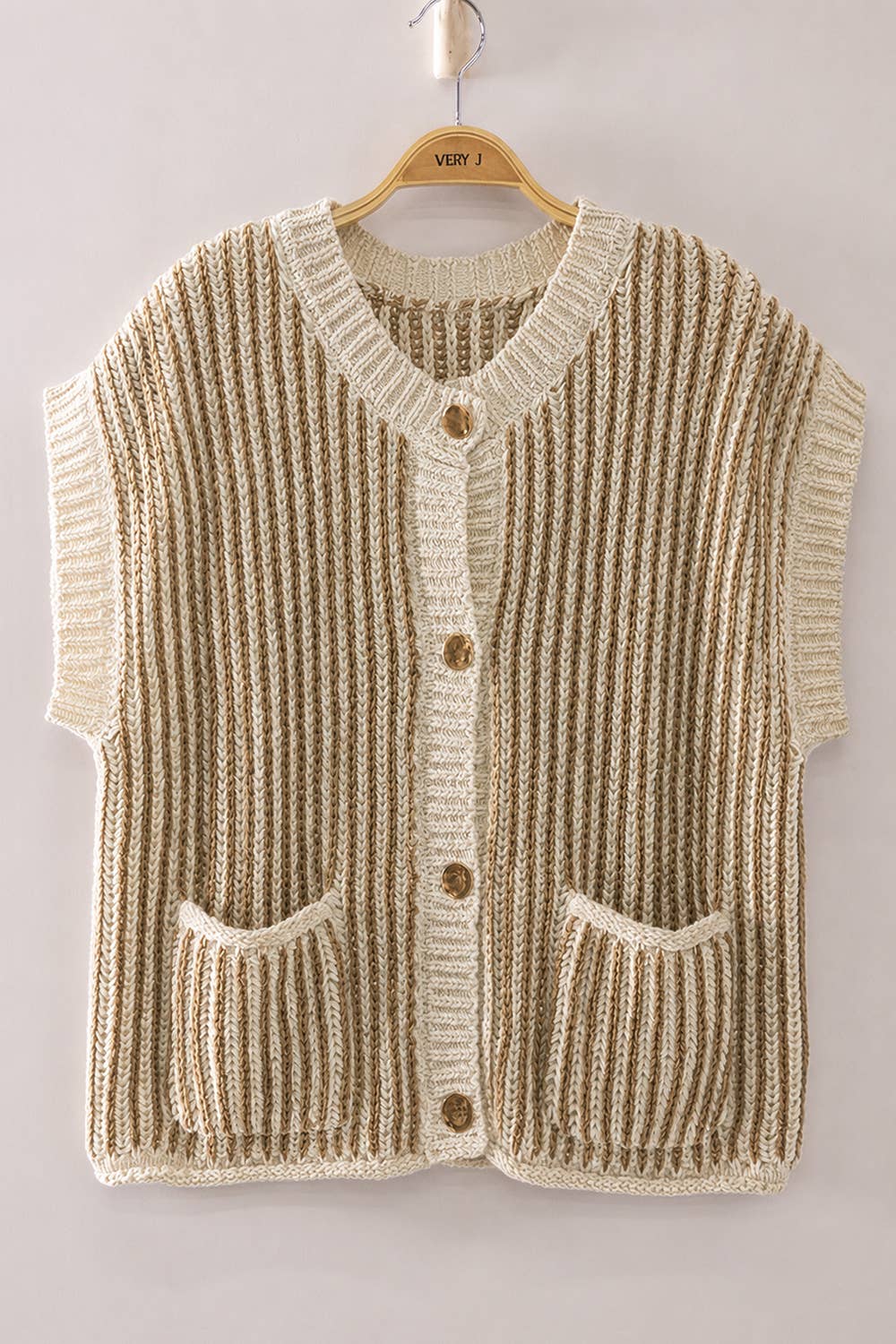 Rib Knit Vest Cardigan, Feathered Farmhouse