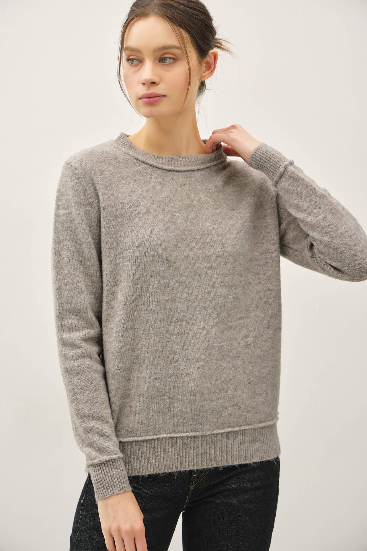 Heather Smoke Pullover Sweater, Feathered Farmhouse