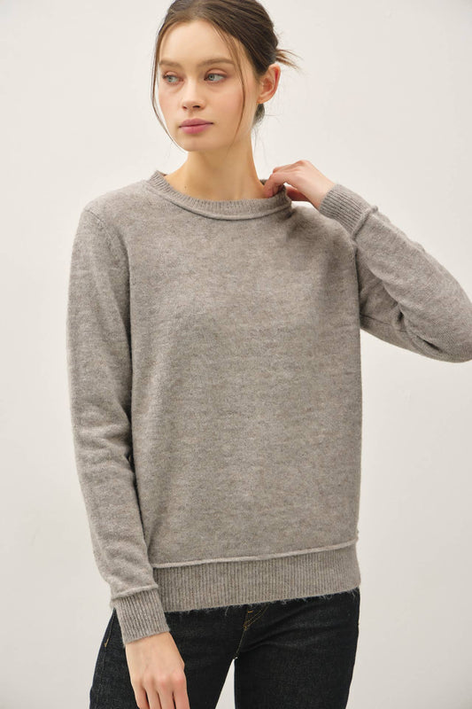 Heather Smoke Pullover Sweater, Feathered Farmhouse