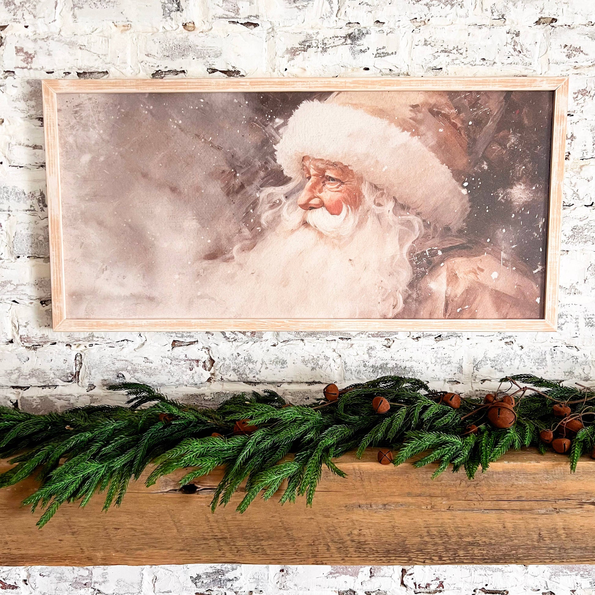 Vintage Neutral Santa Print, Feathered Farmhouse