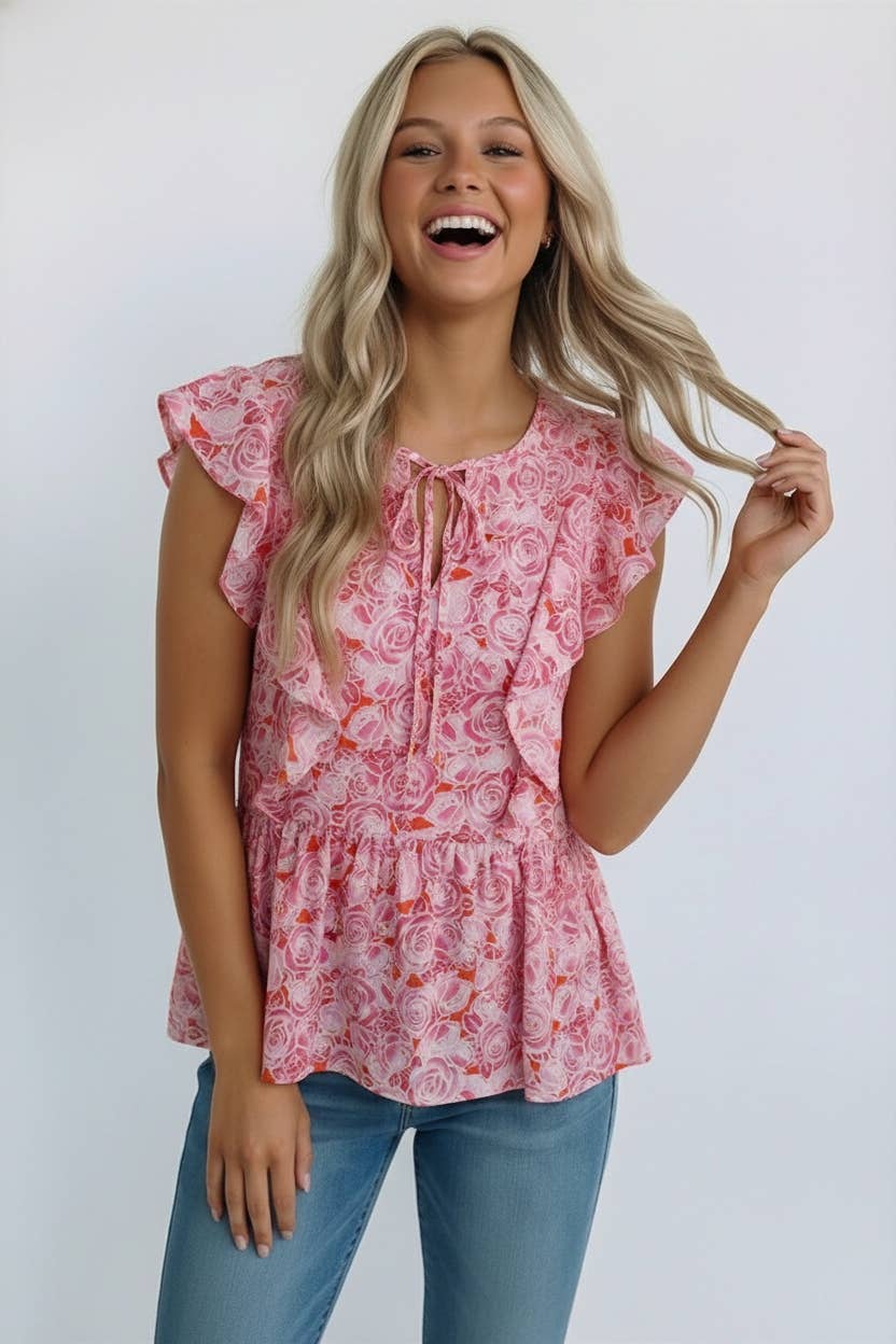 Ruffle Babydoll Blouse, Feathered Farmhouse