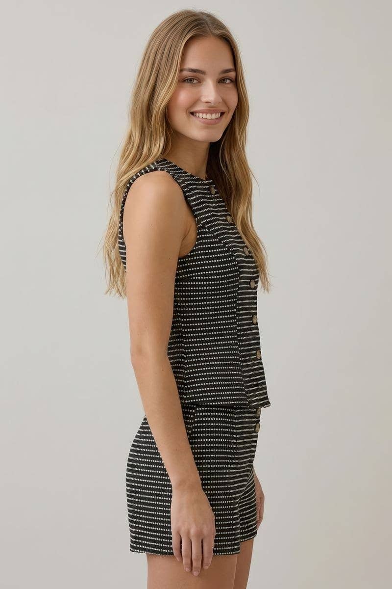 Textured Stripe Vest, Feathered Farmhouse