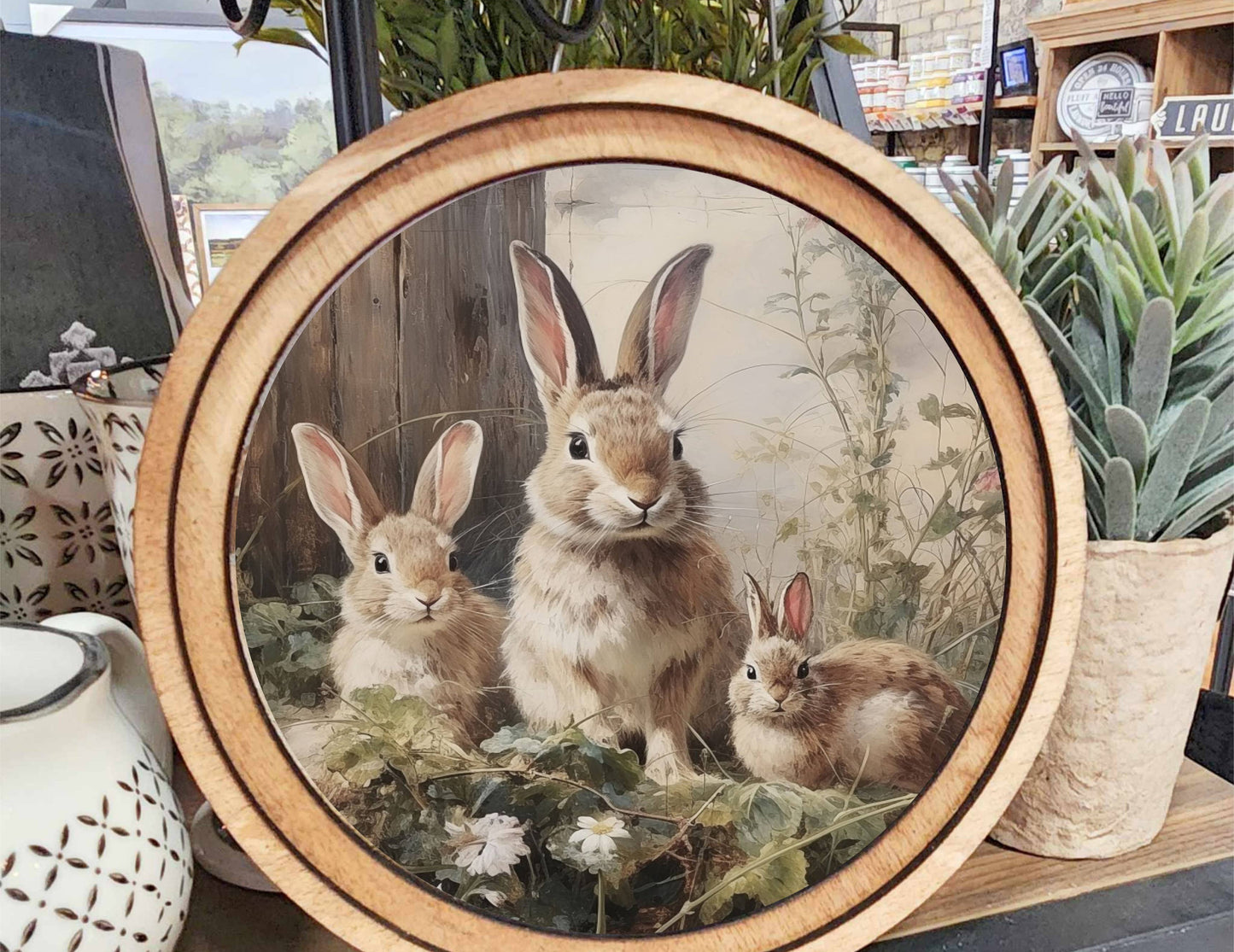 Bunny Trio Art, Feathered Farmhouse