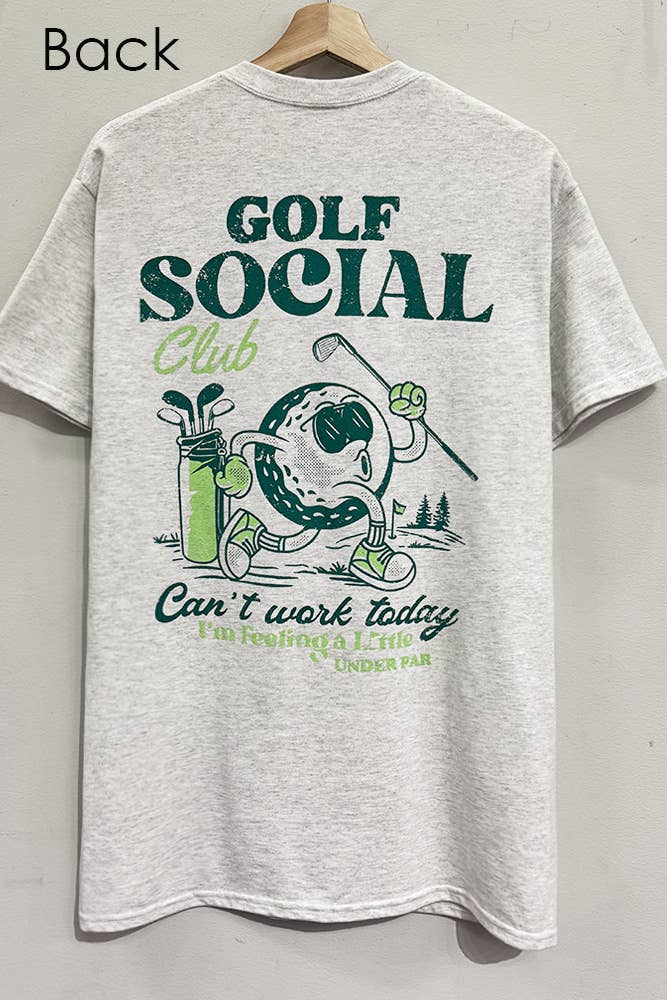 Golf Social Graphic Grey T-Shirt, Feathered Farmhouse