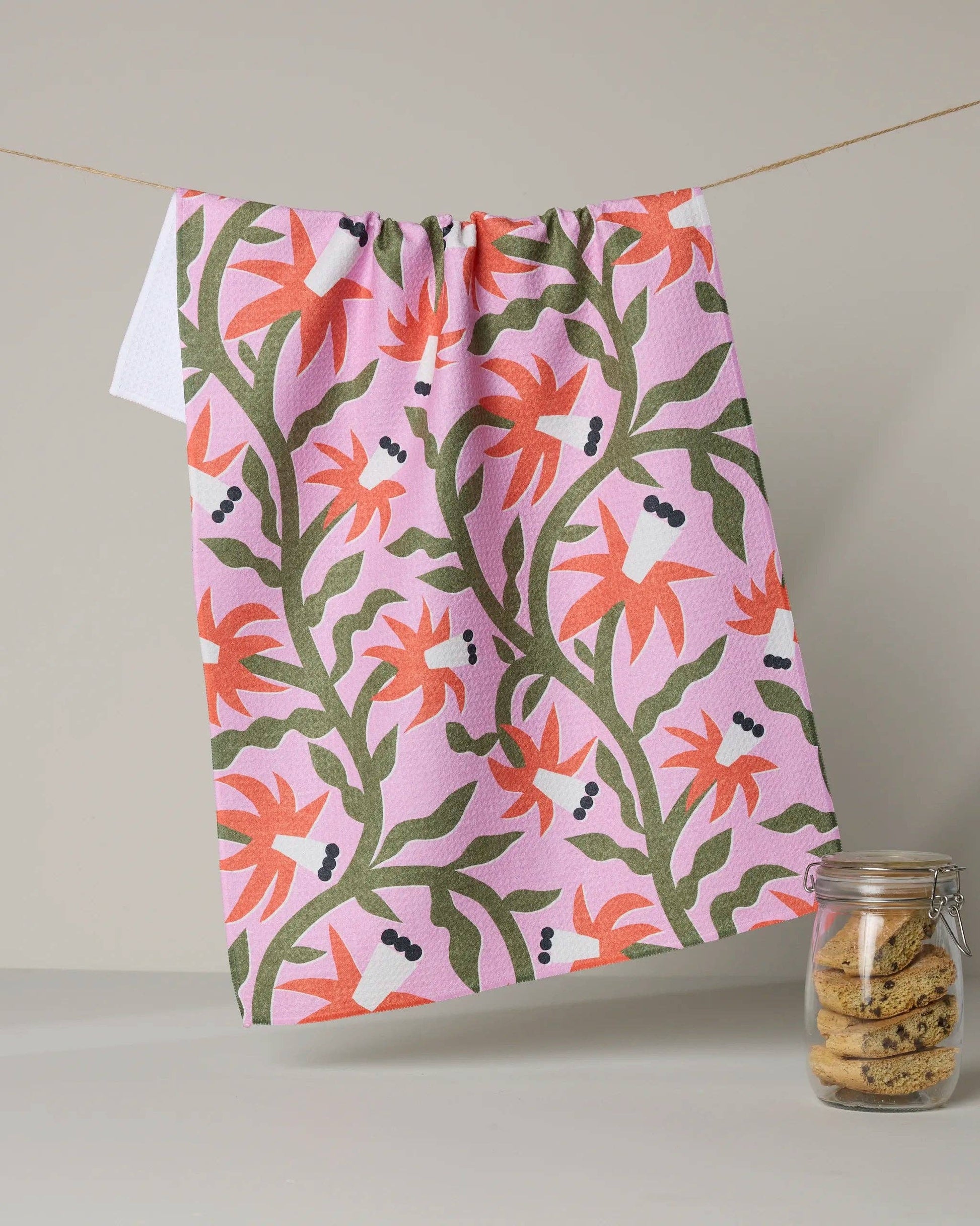 Graphic Flowers Tea Towel, Feathered Farmhouse