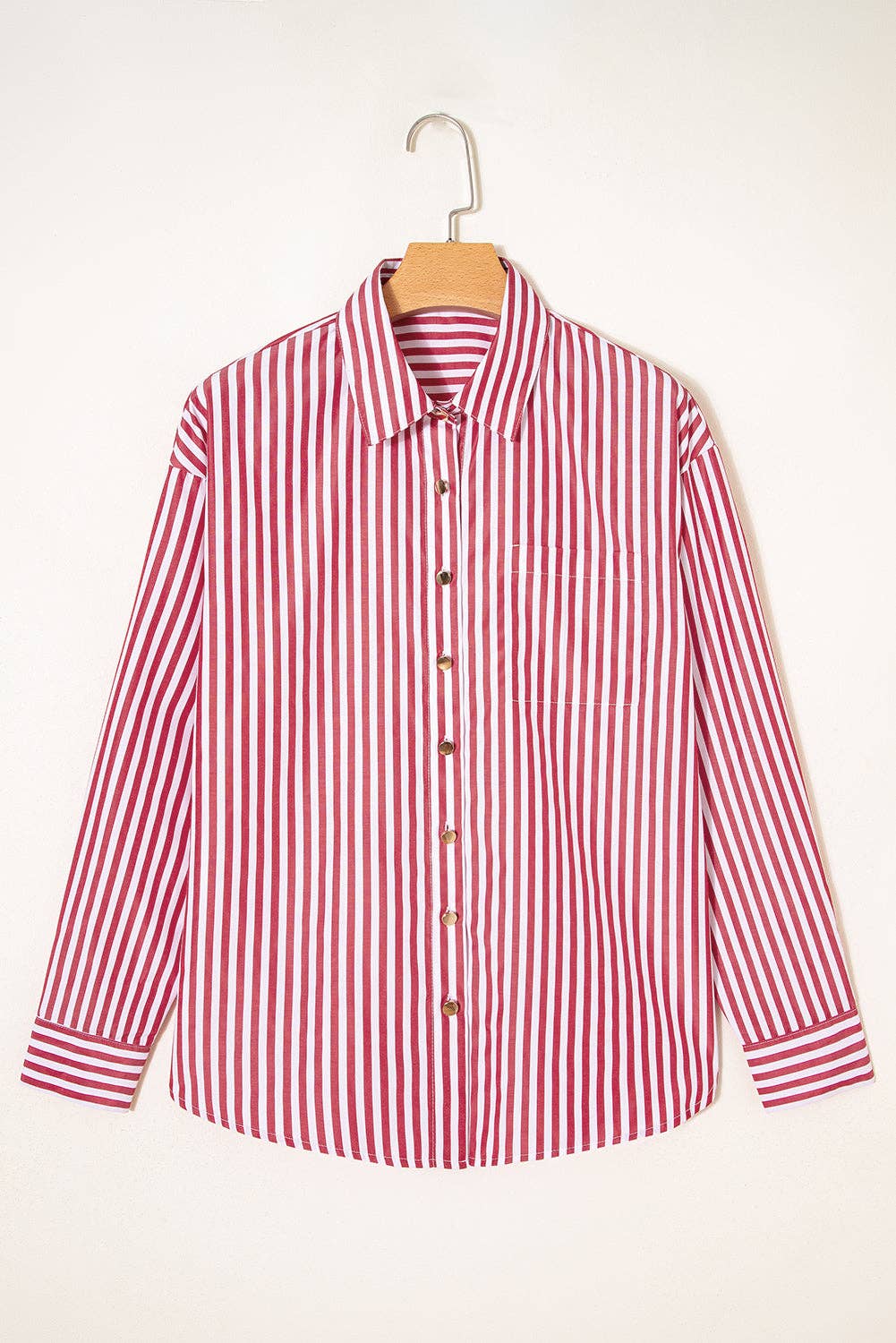 Red Stripe Patched Pocket Shirt, Feathered Farmhouse