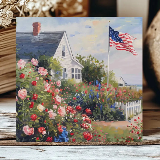 Patriotic Beach House Insert, Feathered Farmhouse