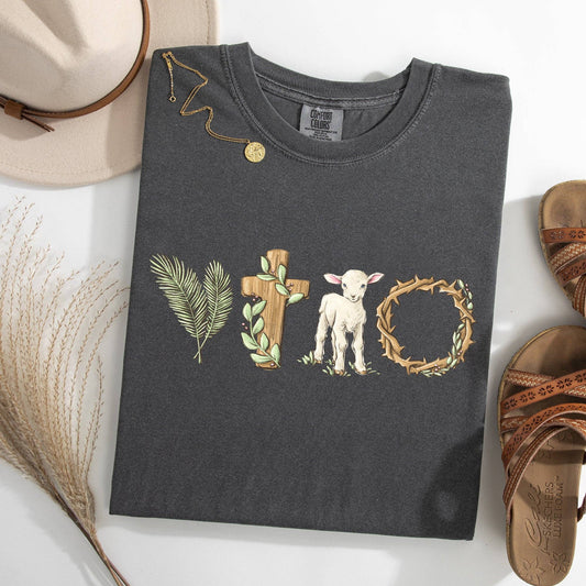 Christian Easter Tshirt, Feathered Farmhouse