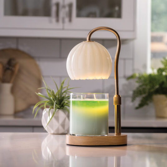 Milk Glass Candle Warmer Lamp, Feathered Farmhouse
