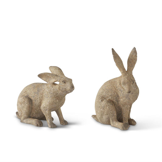 Weathered Gold Speckled Garden Rabbits, Feathered Farmhouse