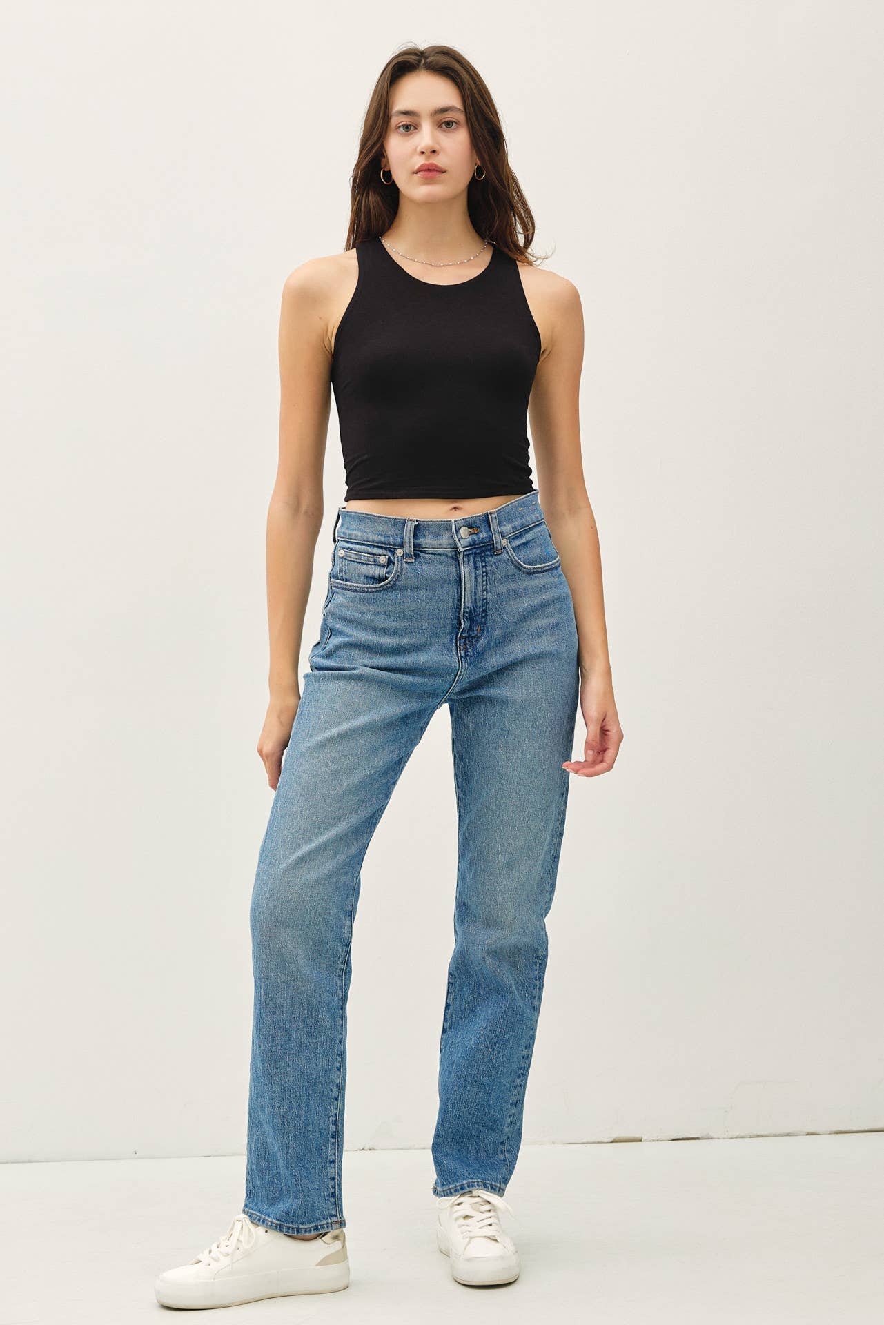 High Neck Cropped Tank, Feathered Farmhouse