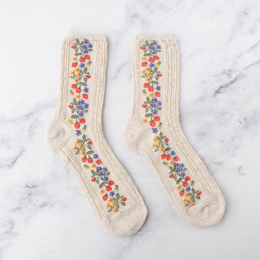 Vintage Strawberry Socks, Feathered Farmhouse