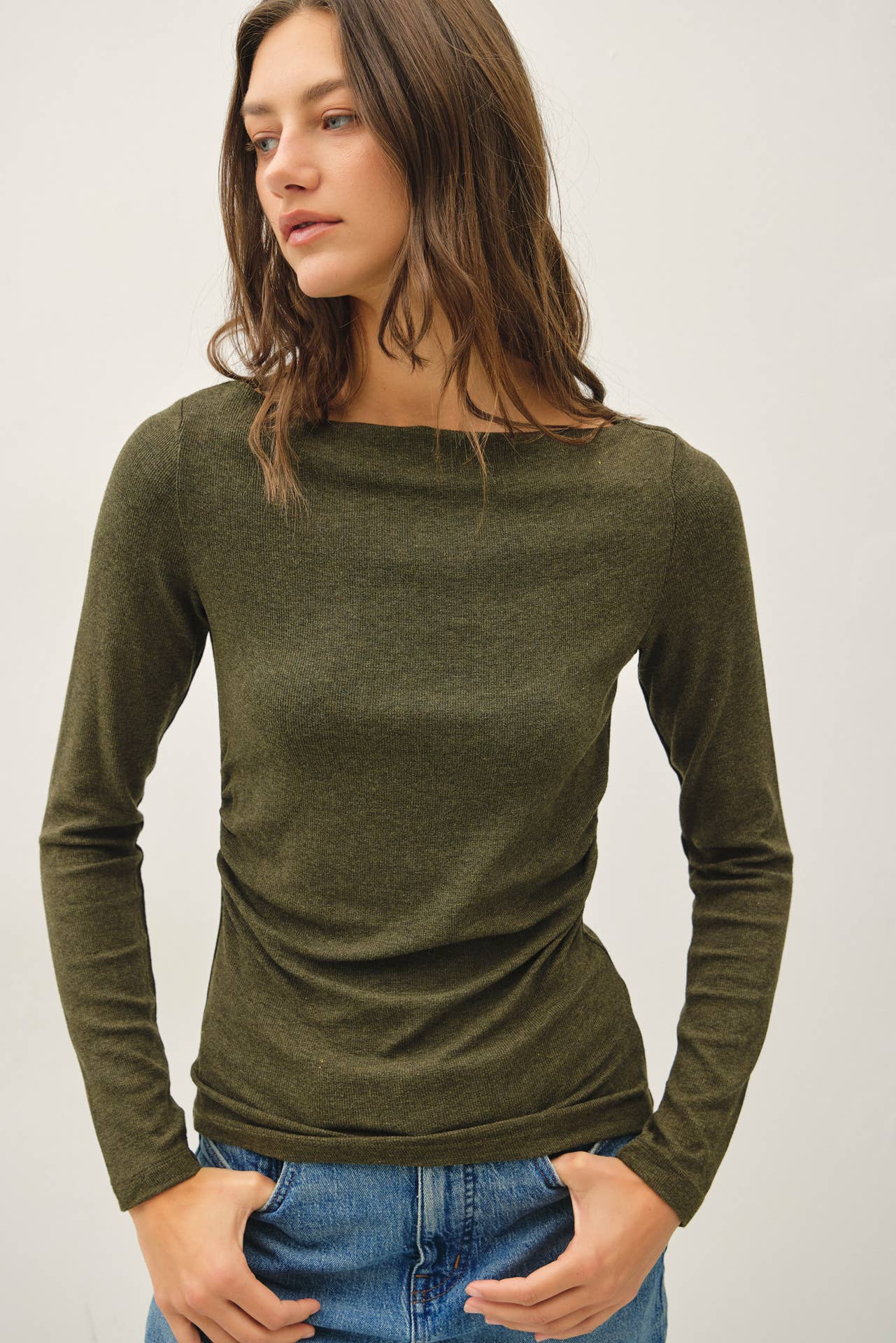 Anniston Classic Ribbed Top, Feathered Farmhouse