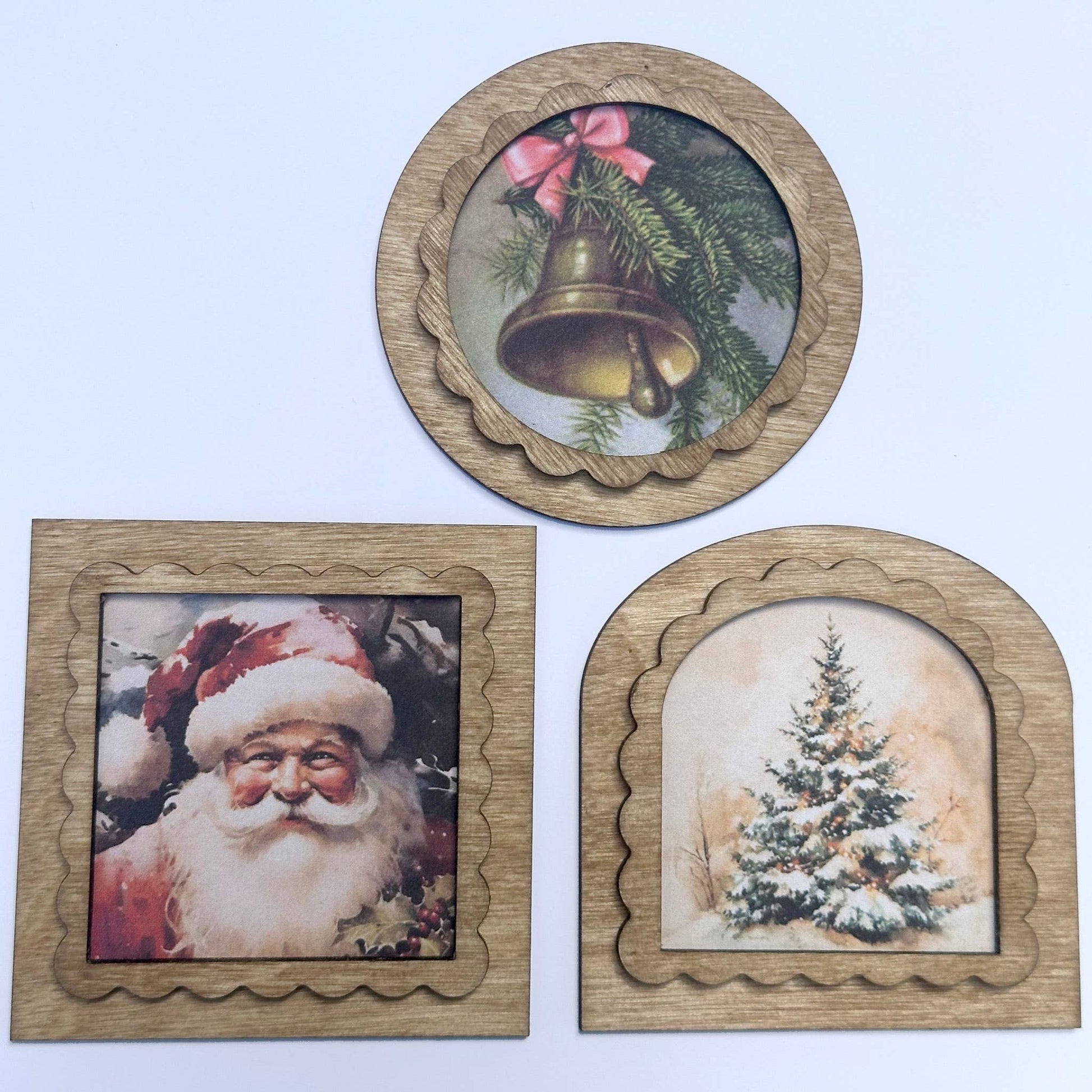 Vintage Style Christmas Magnets, Feathered Farmhouse
