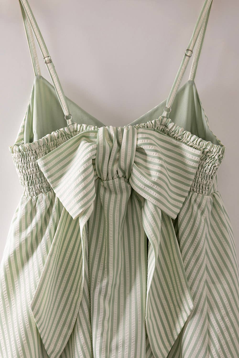 Sage Stripe Bow Babydoll Sundress, Feathered Farmhouse