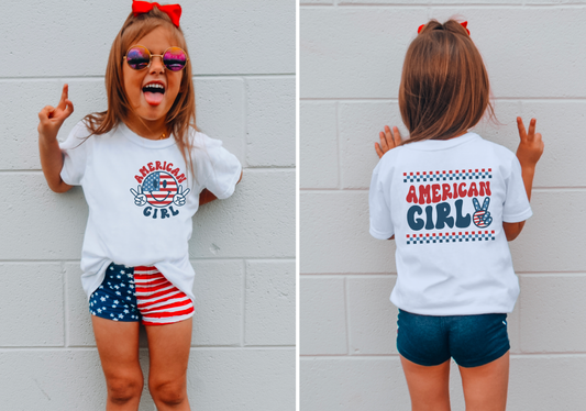 YOUTH Retro American Girl Graphic Tee | 4th of July | Kids