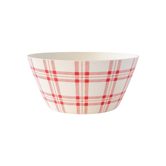 Red Plaid Bamboo Serving Bowl, The Feathered Farmhouse