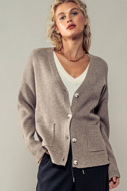 Relaxed Ribbed Cardigan, Feathered Farmhouse