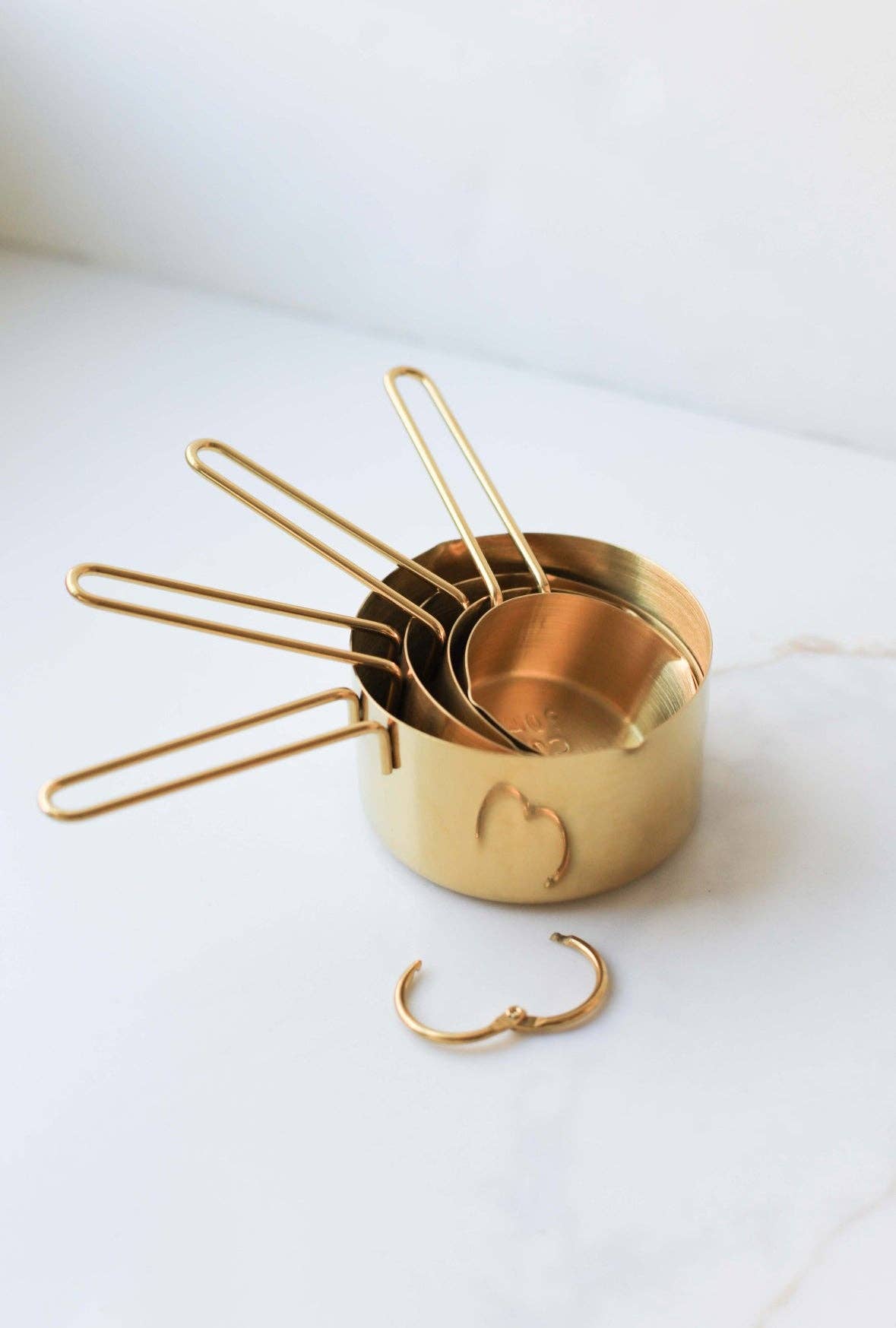 Auric Gold Stainless Steel Measuring Cup Set, Feathered Farmhouse