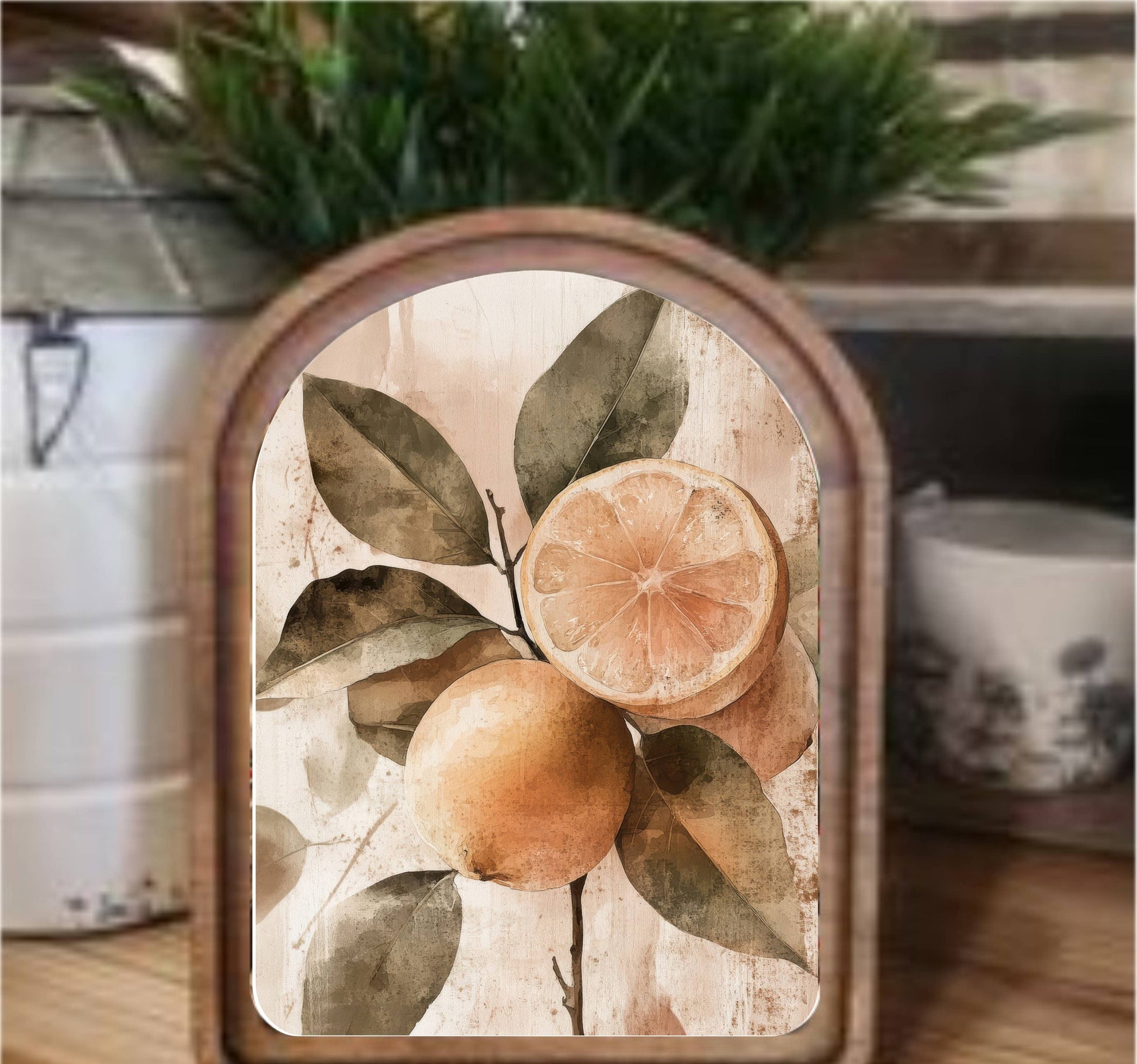 Rustic Lemon Framed Arch, Feathered Farmhouse
