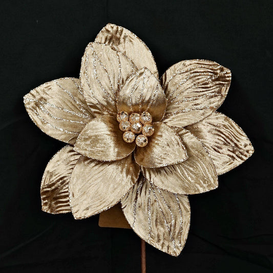 Champagne Gold Metallic Amaryllis Stem, Feathered Farmhouse