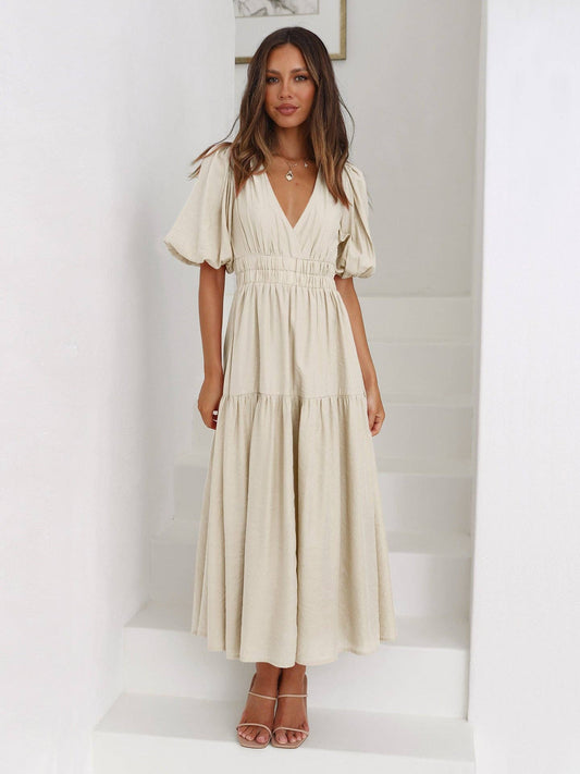 Amy V-Neck Daily Midi Dress, Feathered Farmhouse