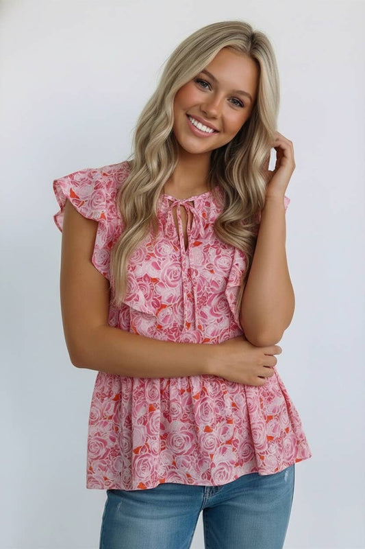 Ruffle Babydoll Blouse, Feathered Farmhouse