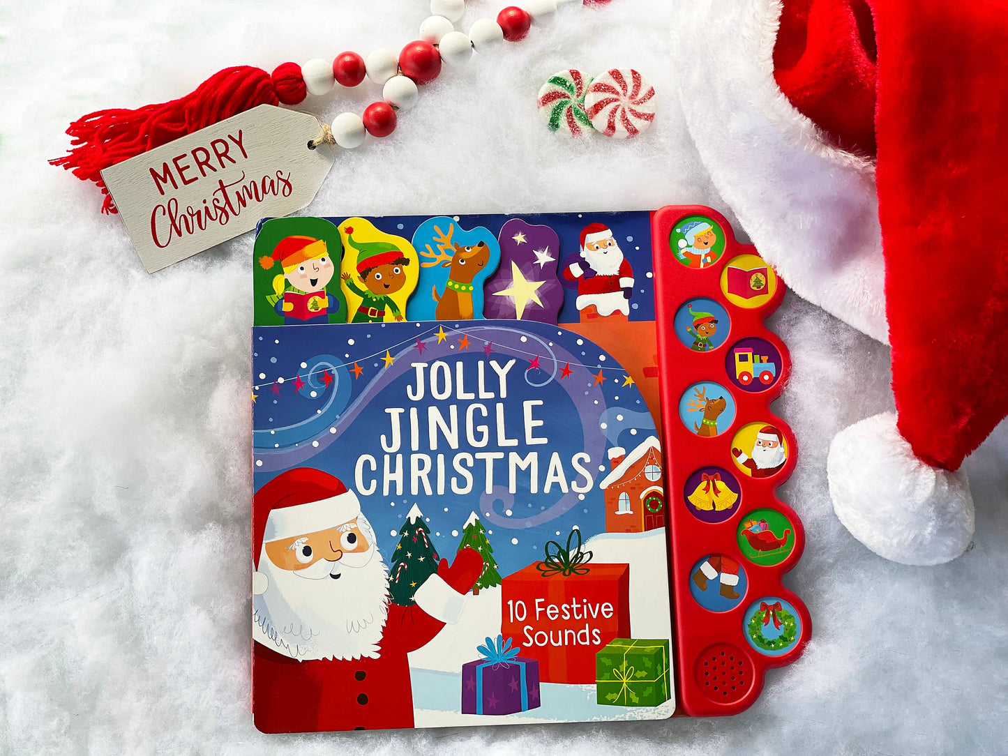 Jolly Jingle Christmas 10-Button Sound Book, Feathered Farmhouse