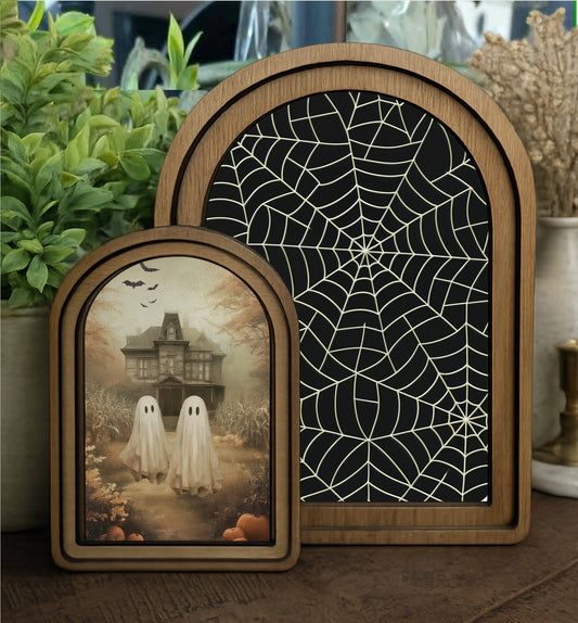 Spider Web Framed Arch Top, Feathered Farmhouse
