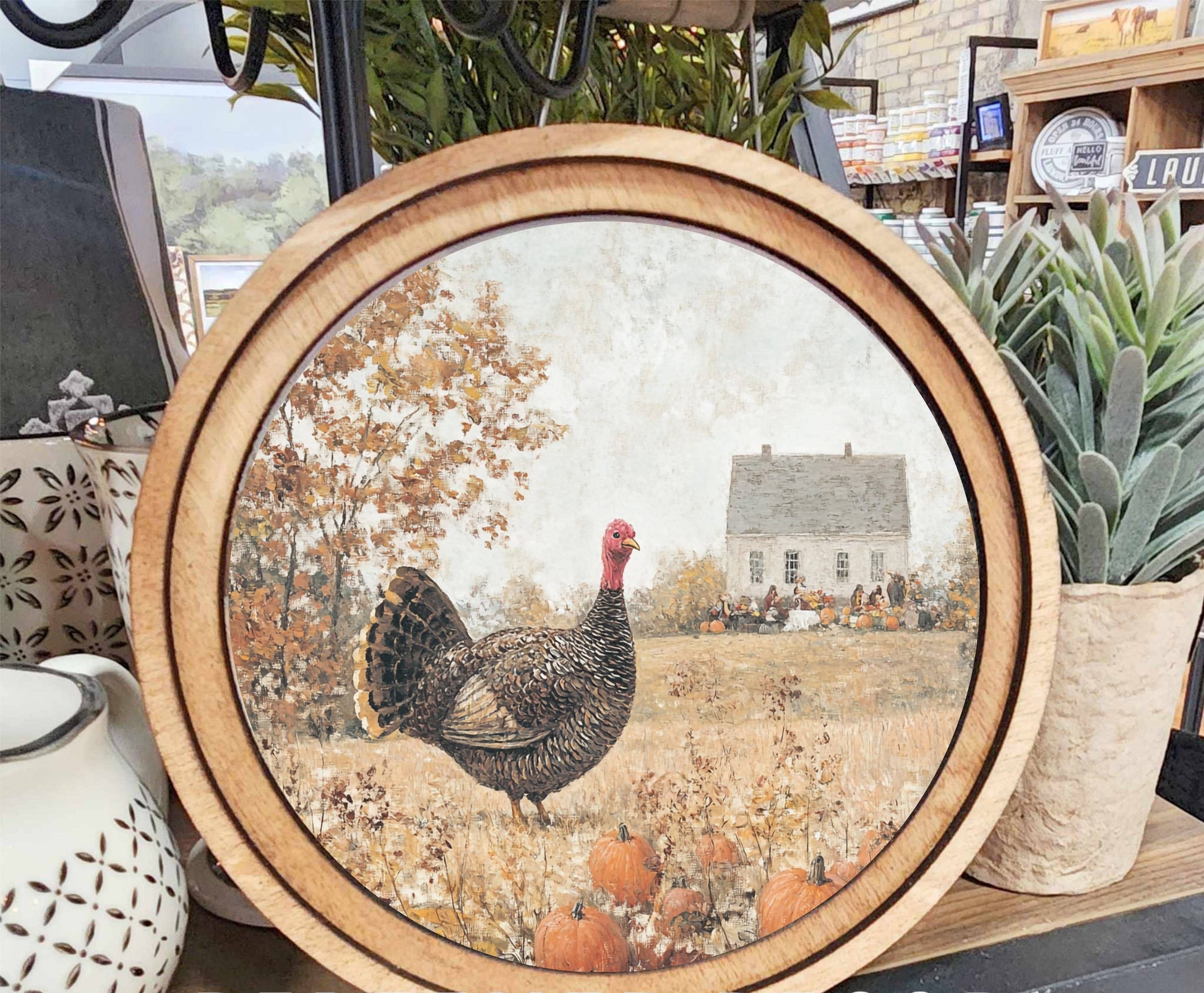 Thanksgiving Turkey Art, Feathered Farmhouse
