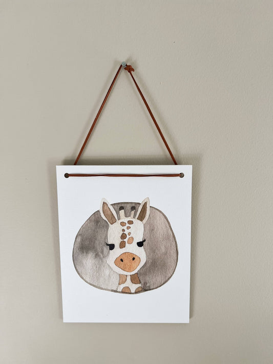 Giraffe Circle Hanging Wall Art, Feathered Farmhouse