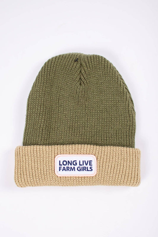 Western 'Long Live Farm Girls' Beanie, Feathered Farmhouse