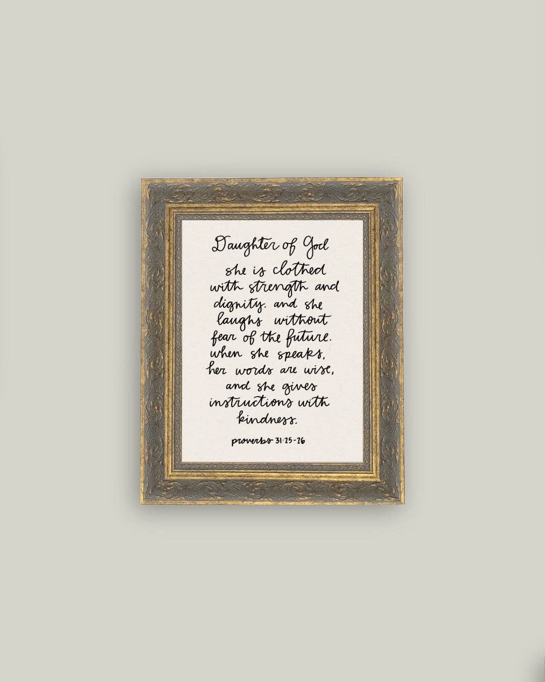 Proverbs 31:25-26 Framed Artwork. Feathered Farmhouse