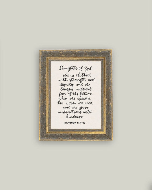 Proverbs 31:25-26 Framed Artwork. Feathered Farmhouse