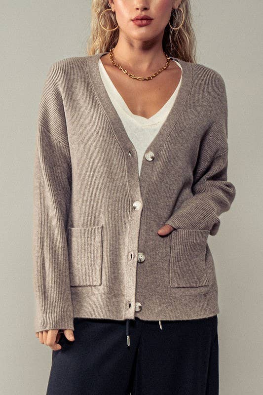 Relaxed Ribbed Cardigan, Feathered Farmhouse