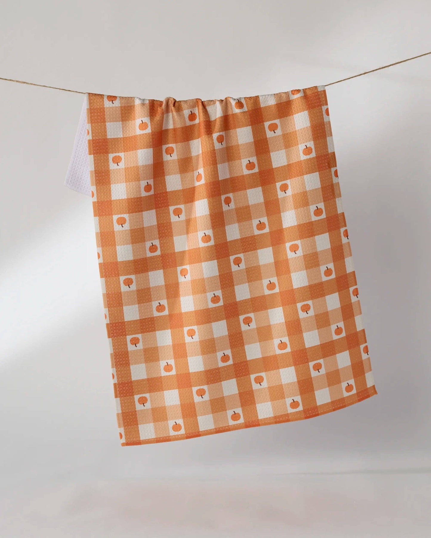 Pumpkin Check Tea Towel, Feathered Farmhouse