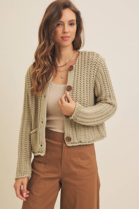 Chunky Knit Cardigan, Feathered Farmhouse