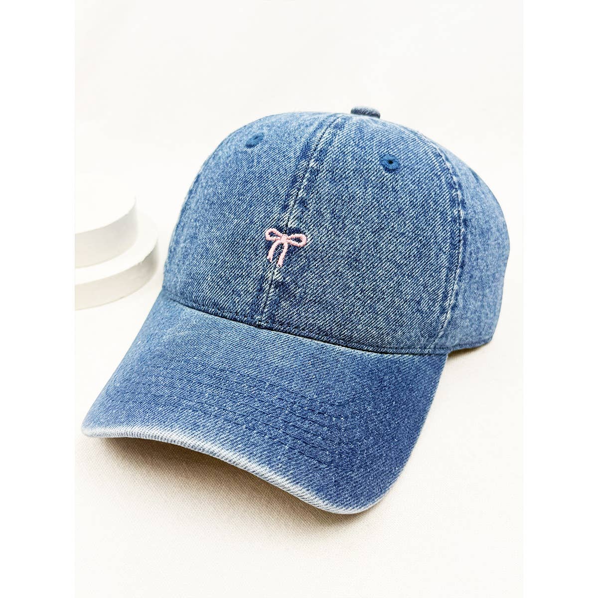 Pink Ribbon Denim Baseball Cap, Feathered Farmhouse