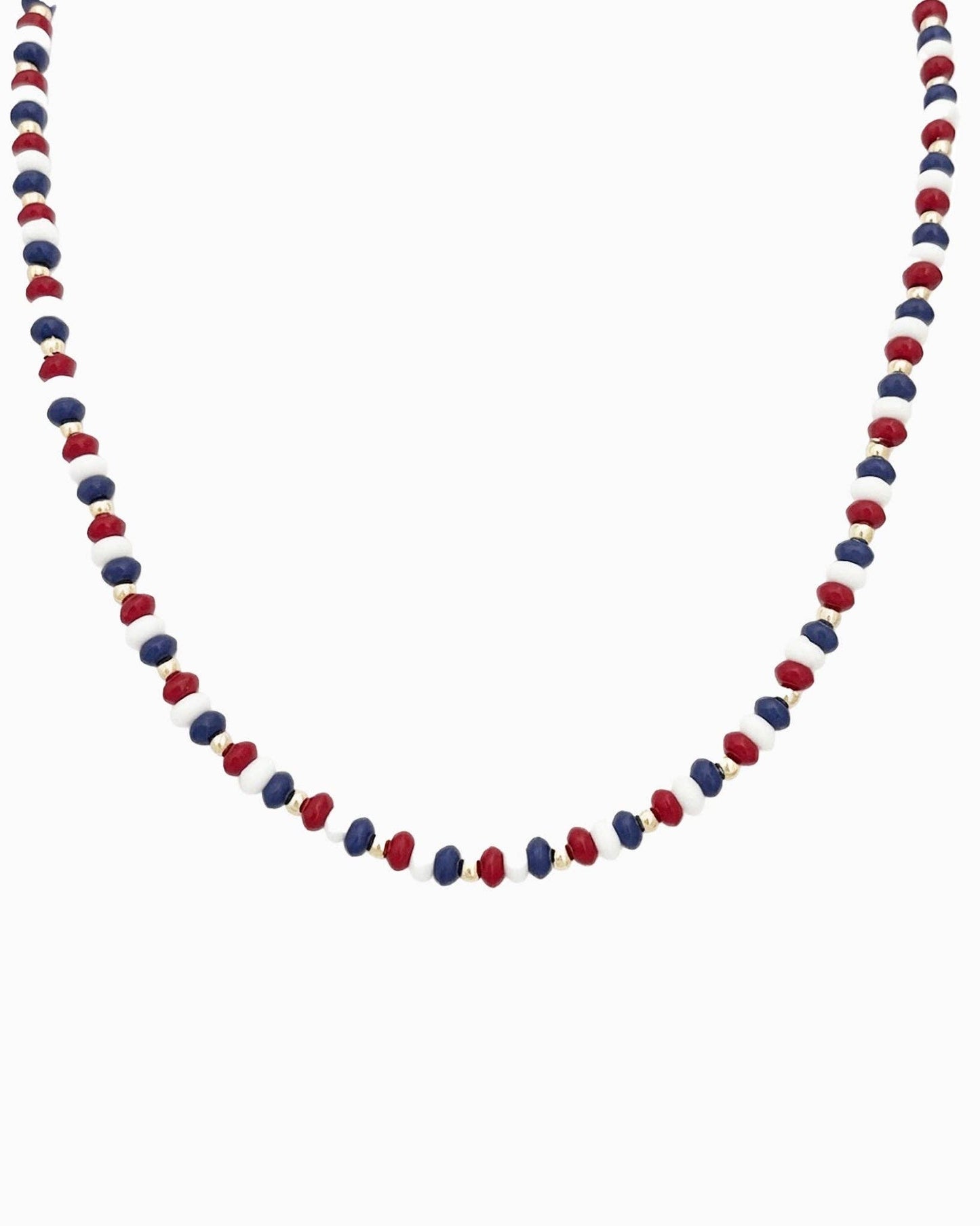 Americana Red White Navy Layering Beaded Necklace