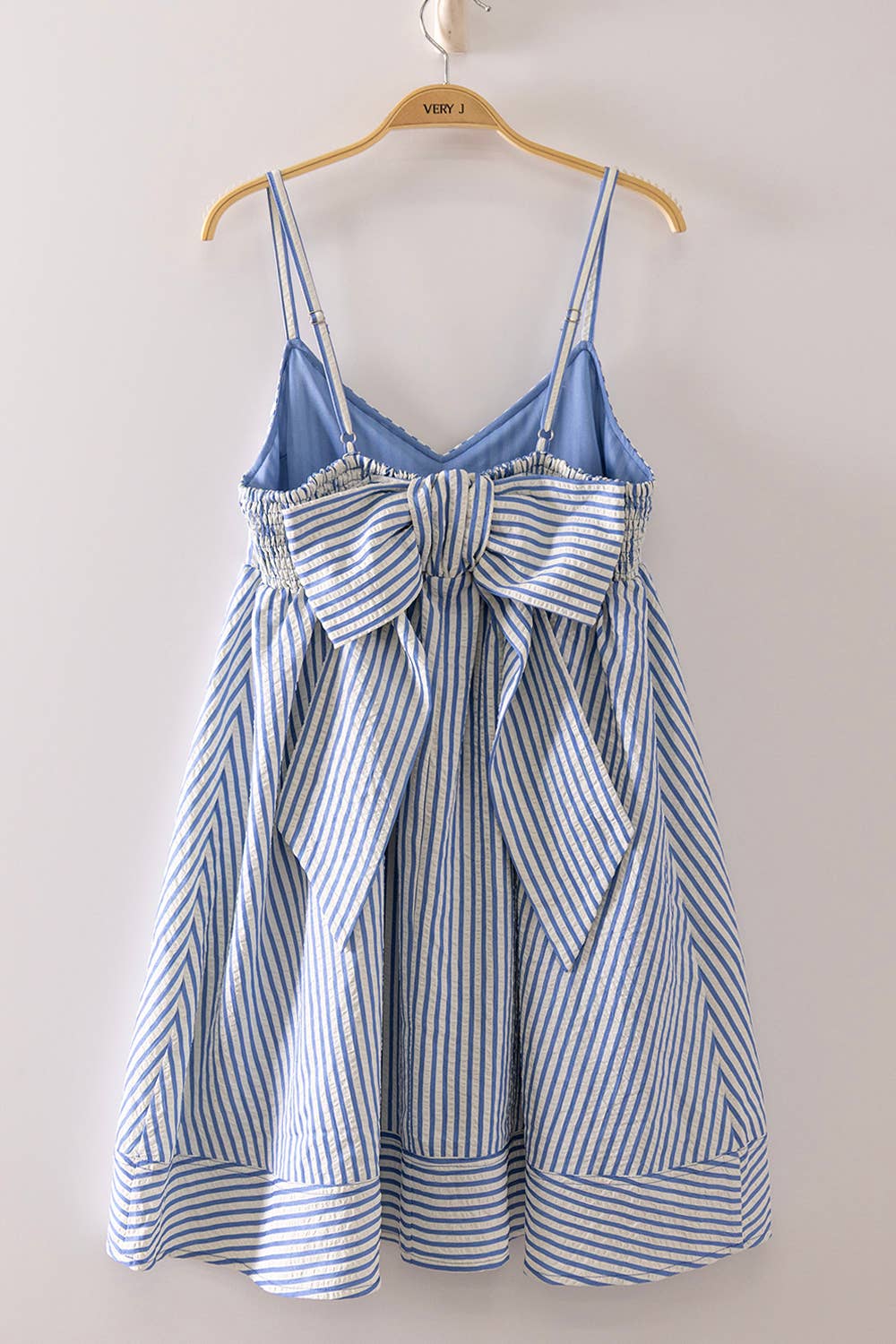 Blue Stripe Bow Babydoll Sundress, Feathered Farmhouse
