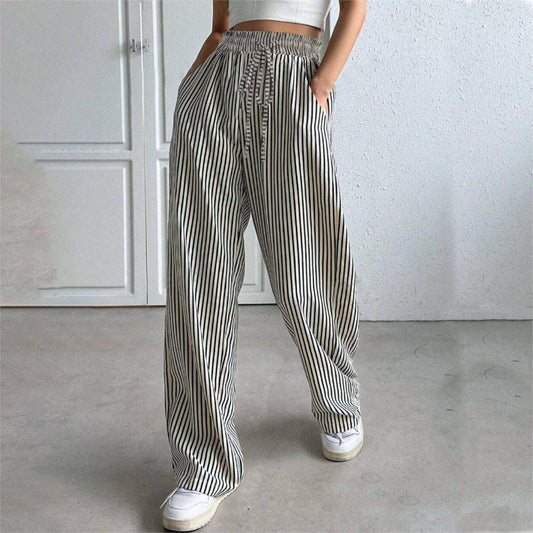Striped Slacks Straight Leg Pants, Feathered Farmhouse